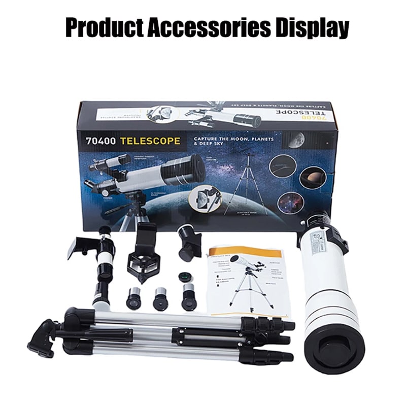 Astrogazeir Telescopes set with accessories and packaging on a white background