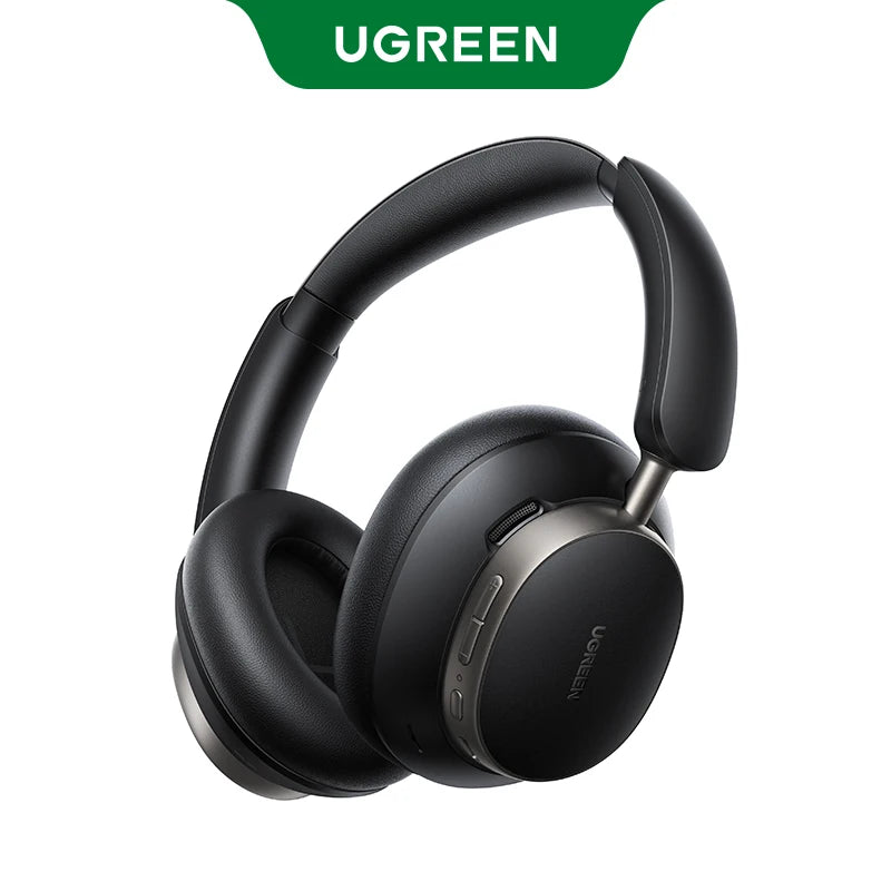 UGREEN HiTune Max5 true wireless earbuds in sleek black finish with charging case, featuring hybrid ANC, Bluetooth 5.2, and long battery life