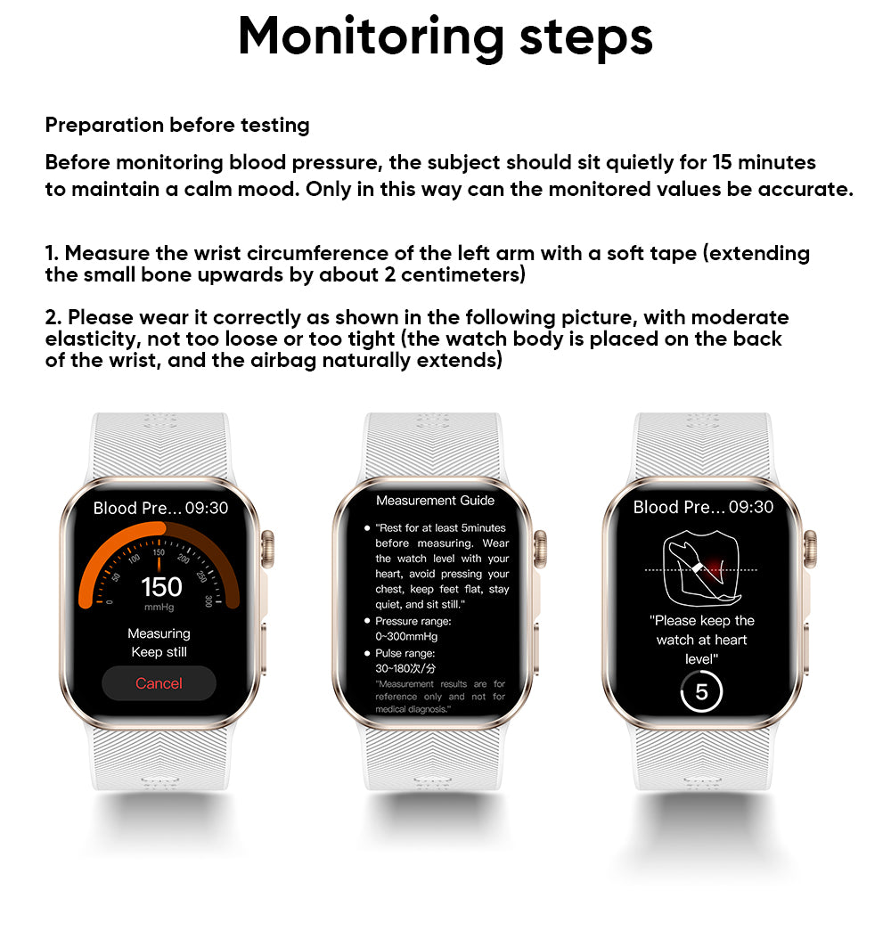 AEGVITA D6 Blood Pressure Smartwatch with blood pressure monitoring app on a white background