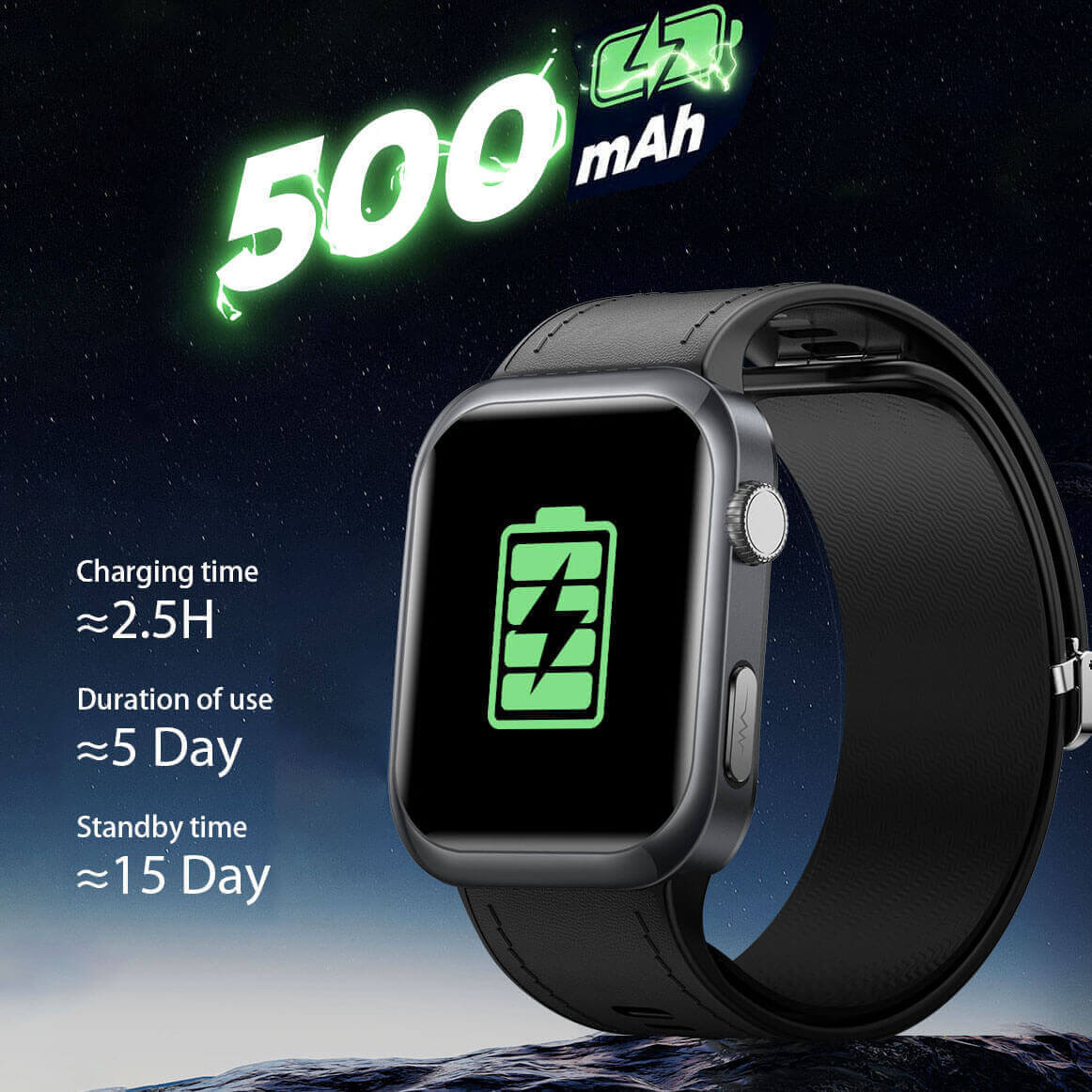 Aegis D6 Ultra Smart Blood Pressure Watch battery life up to 5 days