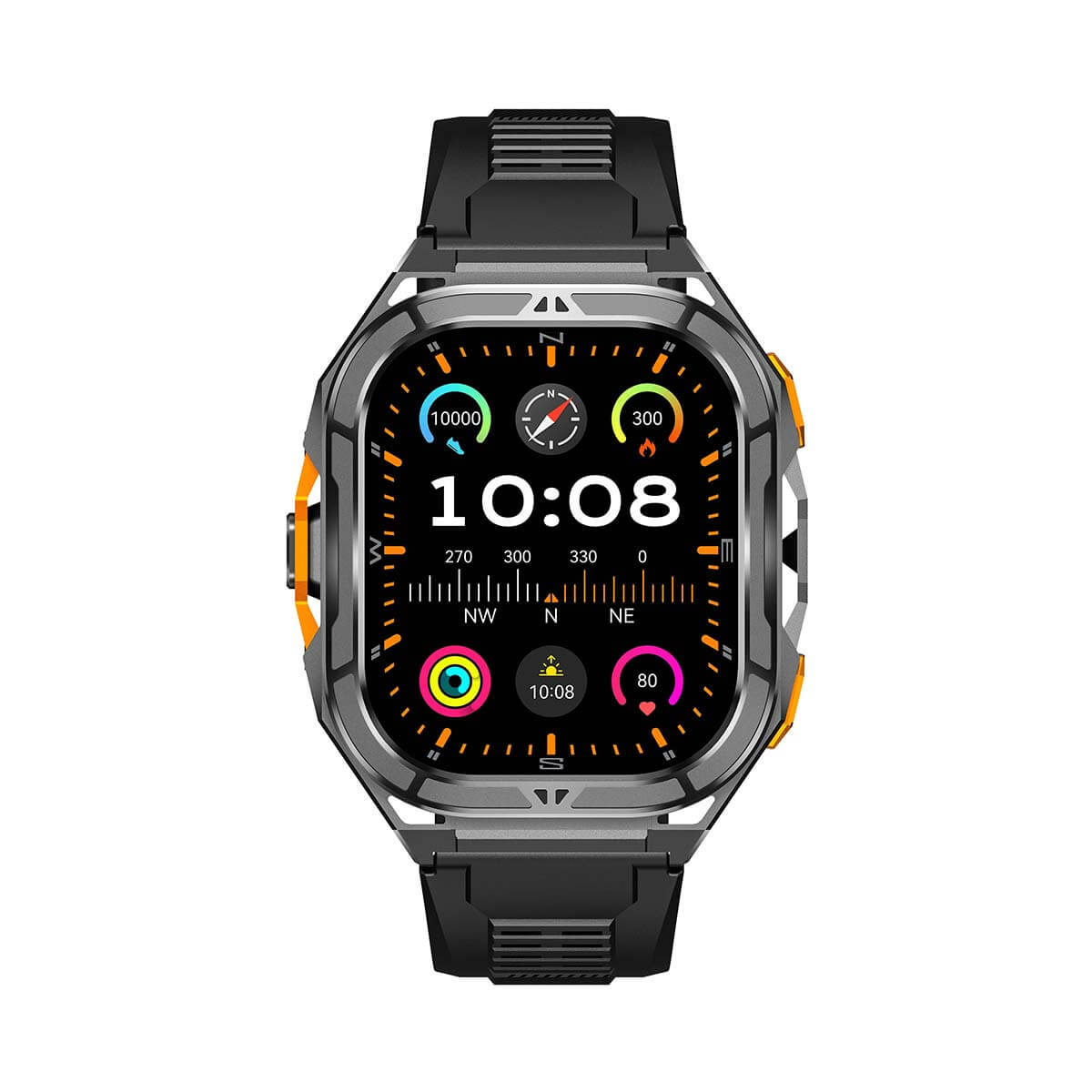Aegis X5 GPS Sportswatch Square - Black with 1.96in AMOLED dual-frequency GPS and 530mAh battery