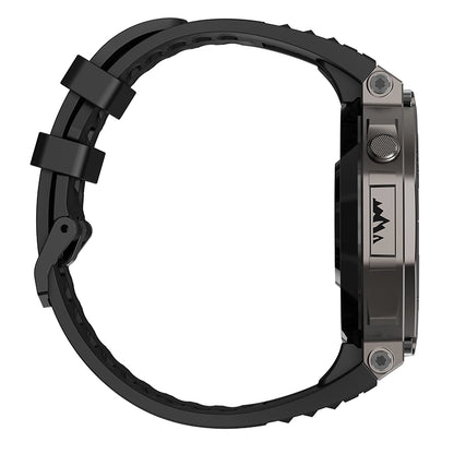Black and silver Aegis XS GPS-Sportswatch /Around
 case on a white background
