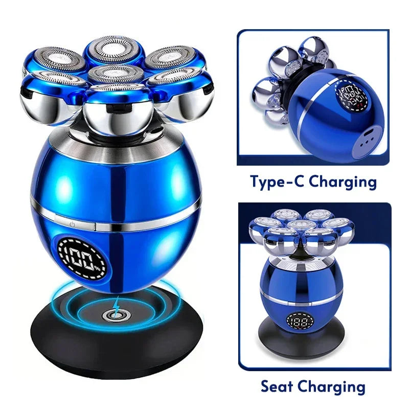 Blue Aeqis 6 in 1 Shaving with charging features on a white background