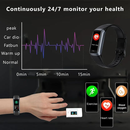 Aeqis Fitness Tracker with health monitoring features on a dark background