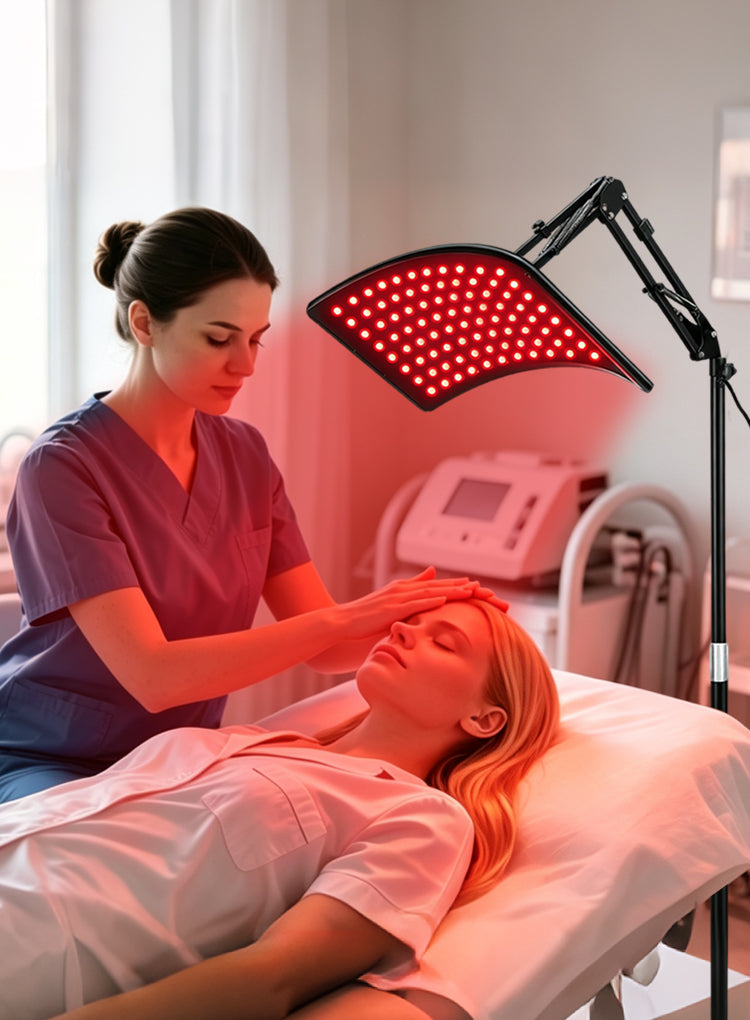 Aerivax Red Light Therapy Device pet care portrait - using device to care for pet