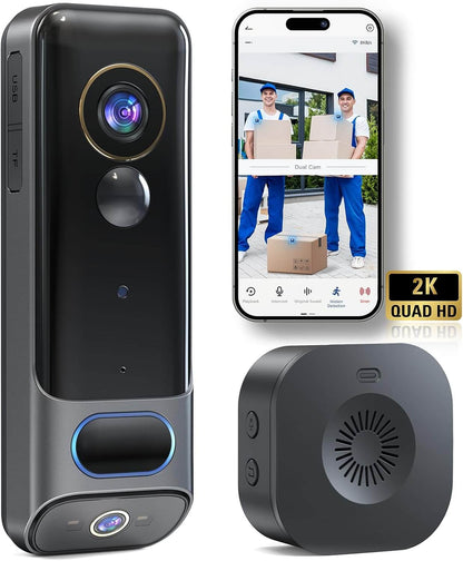 Ahalar Dual-Camera Video Doorbell 2K dual camera sensors