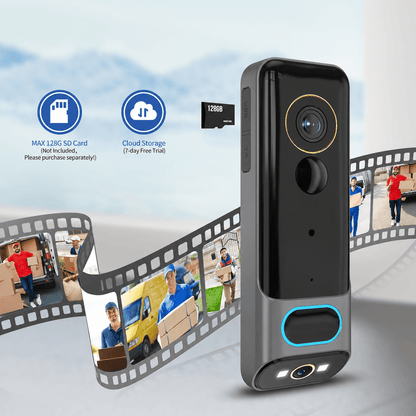 Ahalar Dual-Camera Video Doorbell SD card and cloud storage