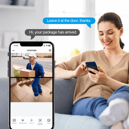Ahalar Dual-Camera Video Doorbell two-way audio speaking to visitor