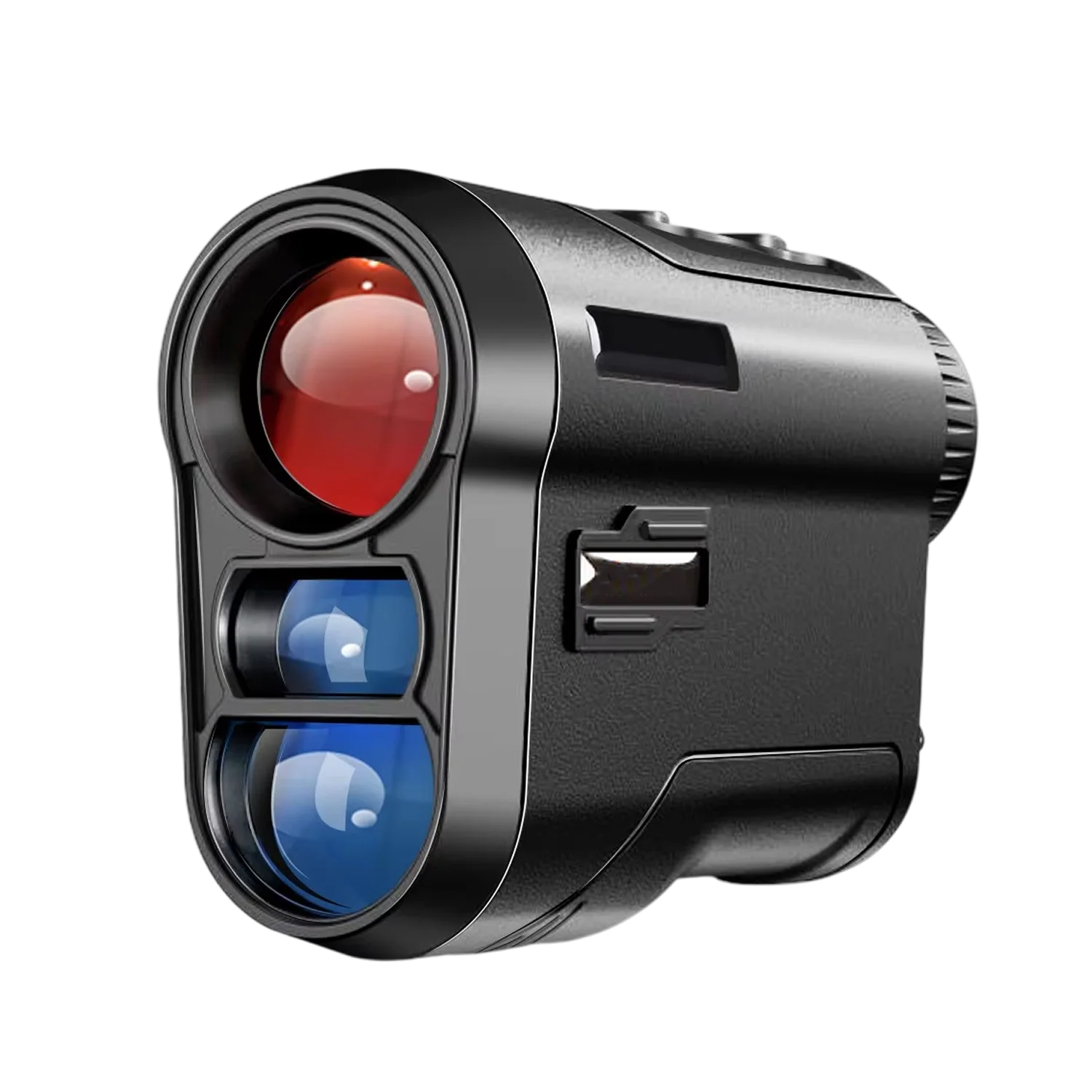 AimeHole Golf Rangefinder with red and blue lenses on a white background