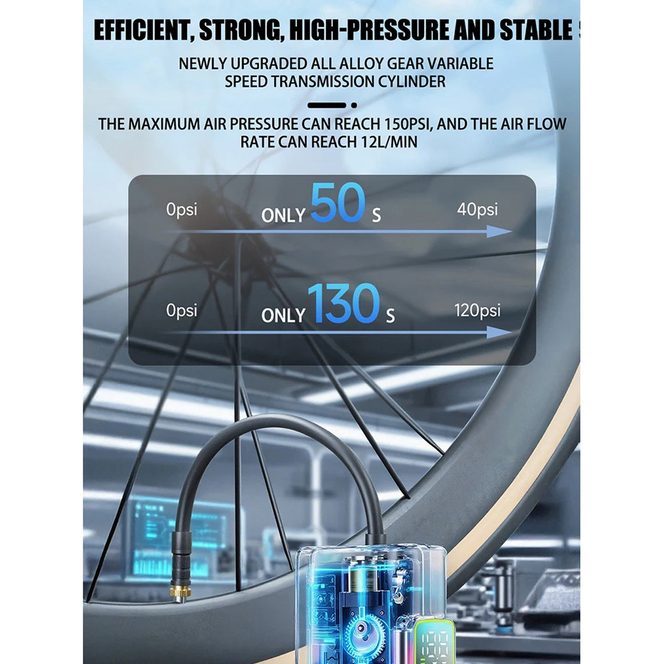 Technical diagram of a high-pressure transmission cylinder with pressure and time indicators.