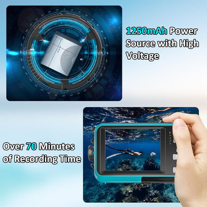 Power source with high voltage and underwater AquanPixel Camera with recording time display.