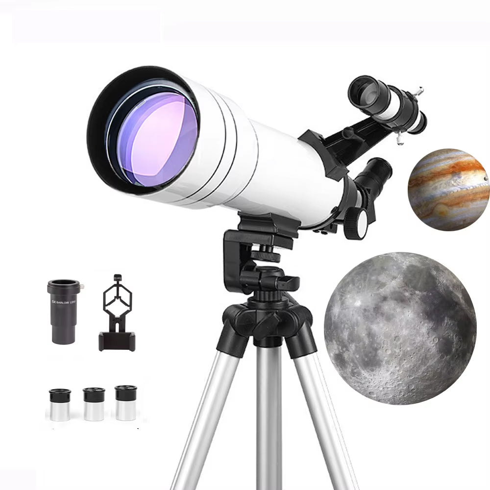 AstreePix Telescope with accessories on a white background