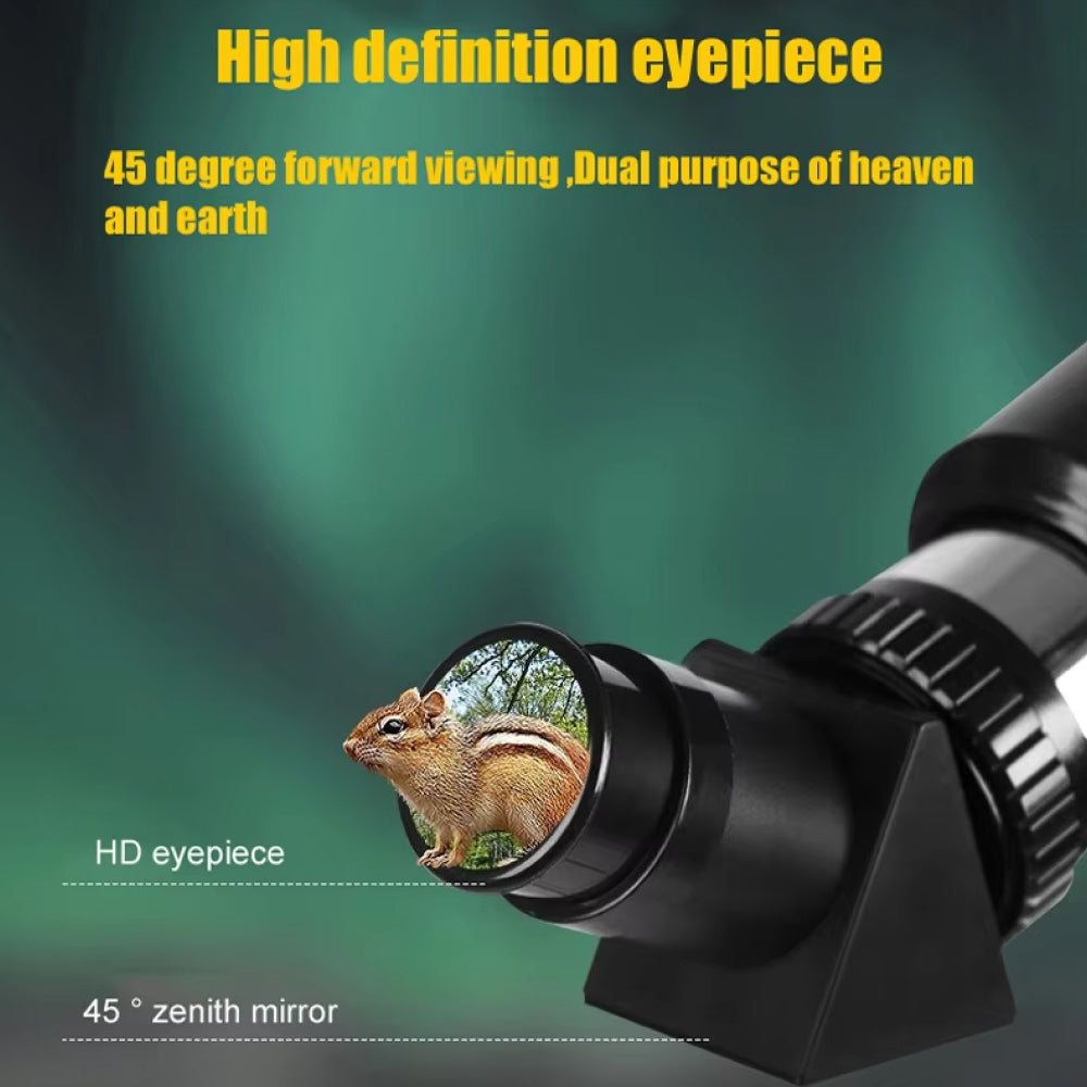 High definition eyepiece with a chipmunk view through it, on a green background.