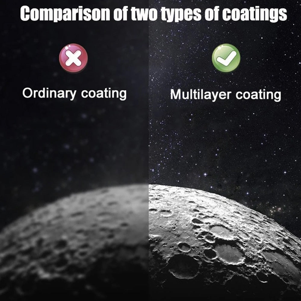 Comparison of ordinary and multilayer coatings on a lunar surface with visual indicators.
