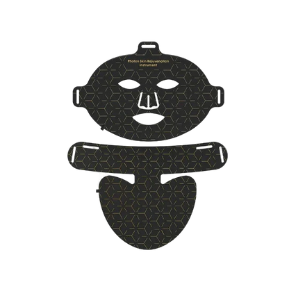 Black Aureline AureGlow Face LED Mask with geometric design on a white background