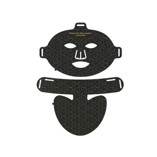 Black Aureline AureGlow Face LED Mask with geometric design on a white background