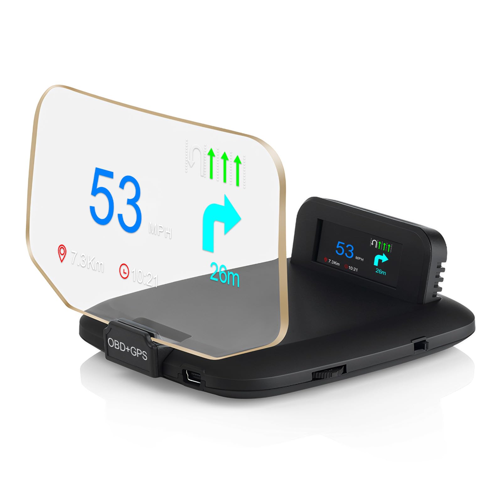 Autenvi HD70 Dual-Mode HUD - main product view OBD2 GPS navigation anti-glare transparent combiner