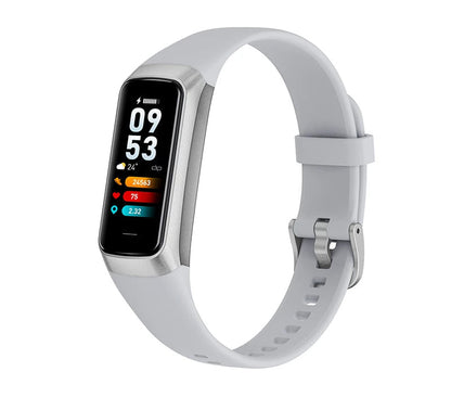 White Avinora Smart Fitness Tracker with a digital display on a white background