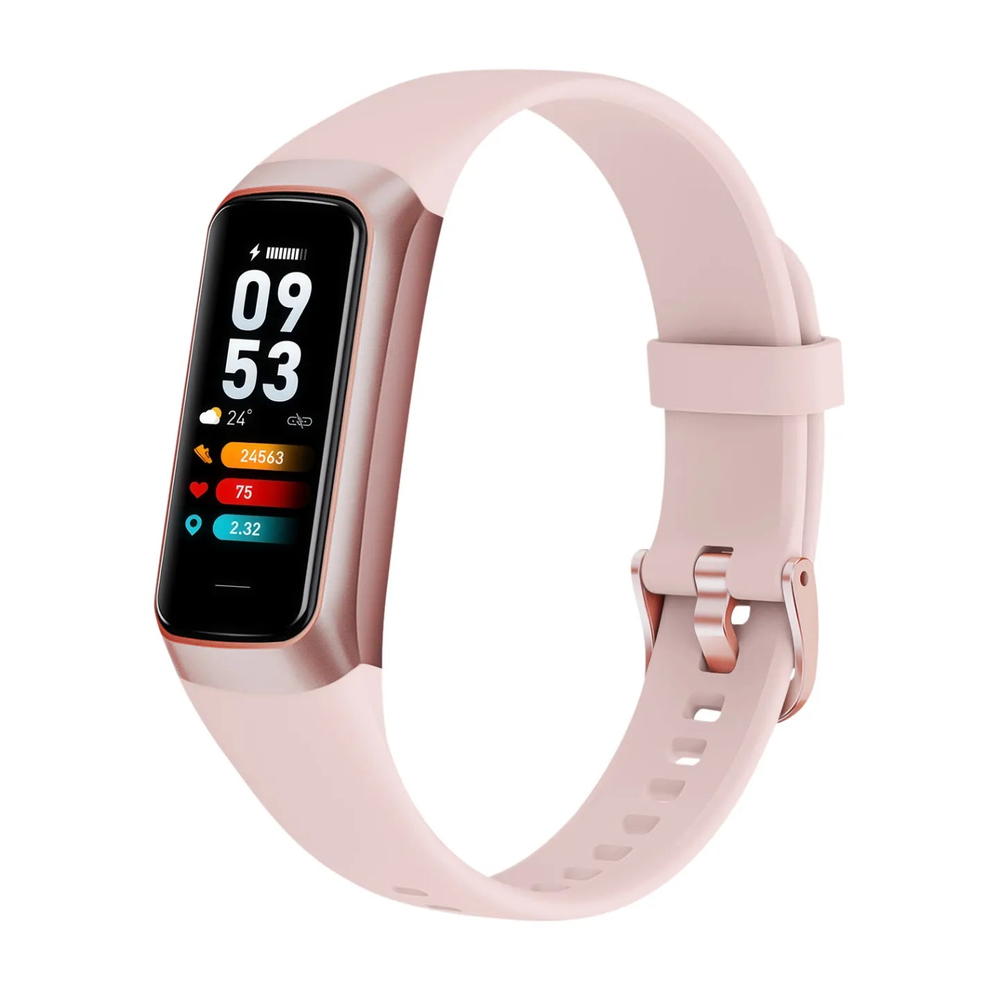 Pink Avinora Smart Fitness Tracker with a white background
