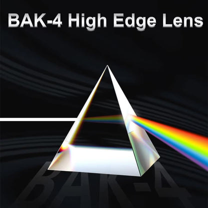 BAK-4 high edge lens with rainbow effect on a black background