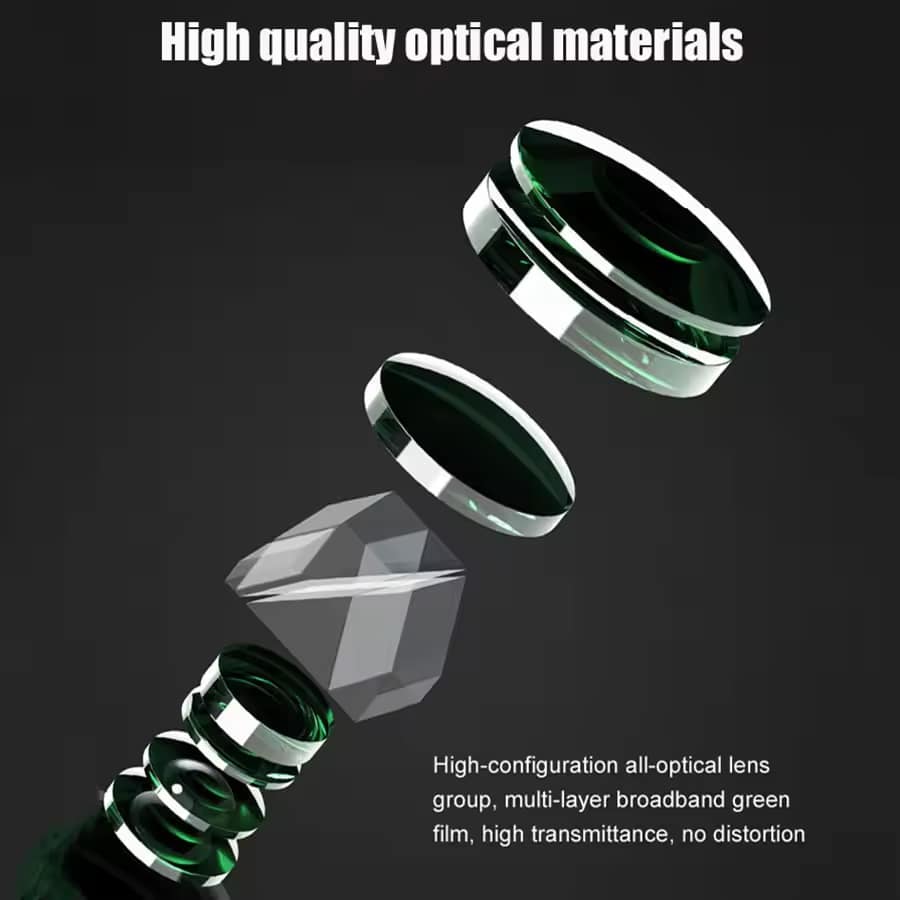 High-quality optical Binoclyx Binocular lenses with text on a dark background