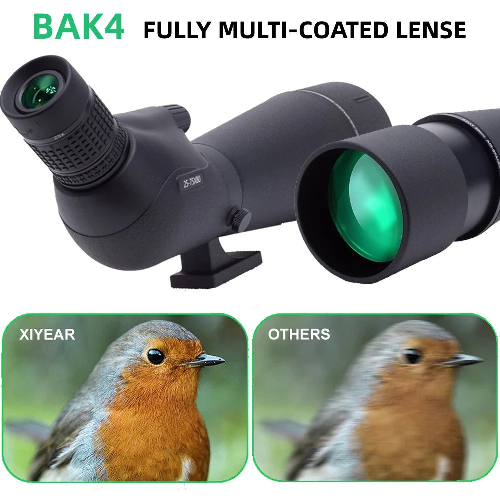 Bosco HD-7 Spotting Scope with BAK4 fully multi-coated lens, comparing XIYEAR quality to others.