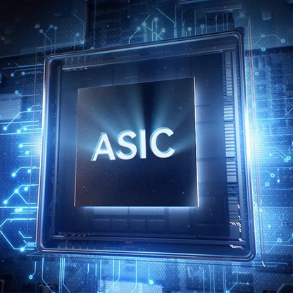 ASIC chip with digital circuitry in the background