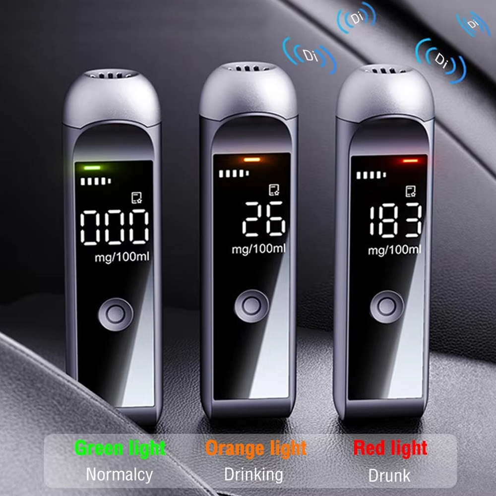 Three Bovallo LED Screen Breathalyser with digital displays on a dark background