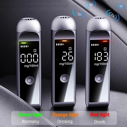 Three Bovallo LED Screen Breathalyser with digital displays on a dark background