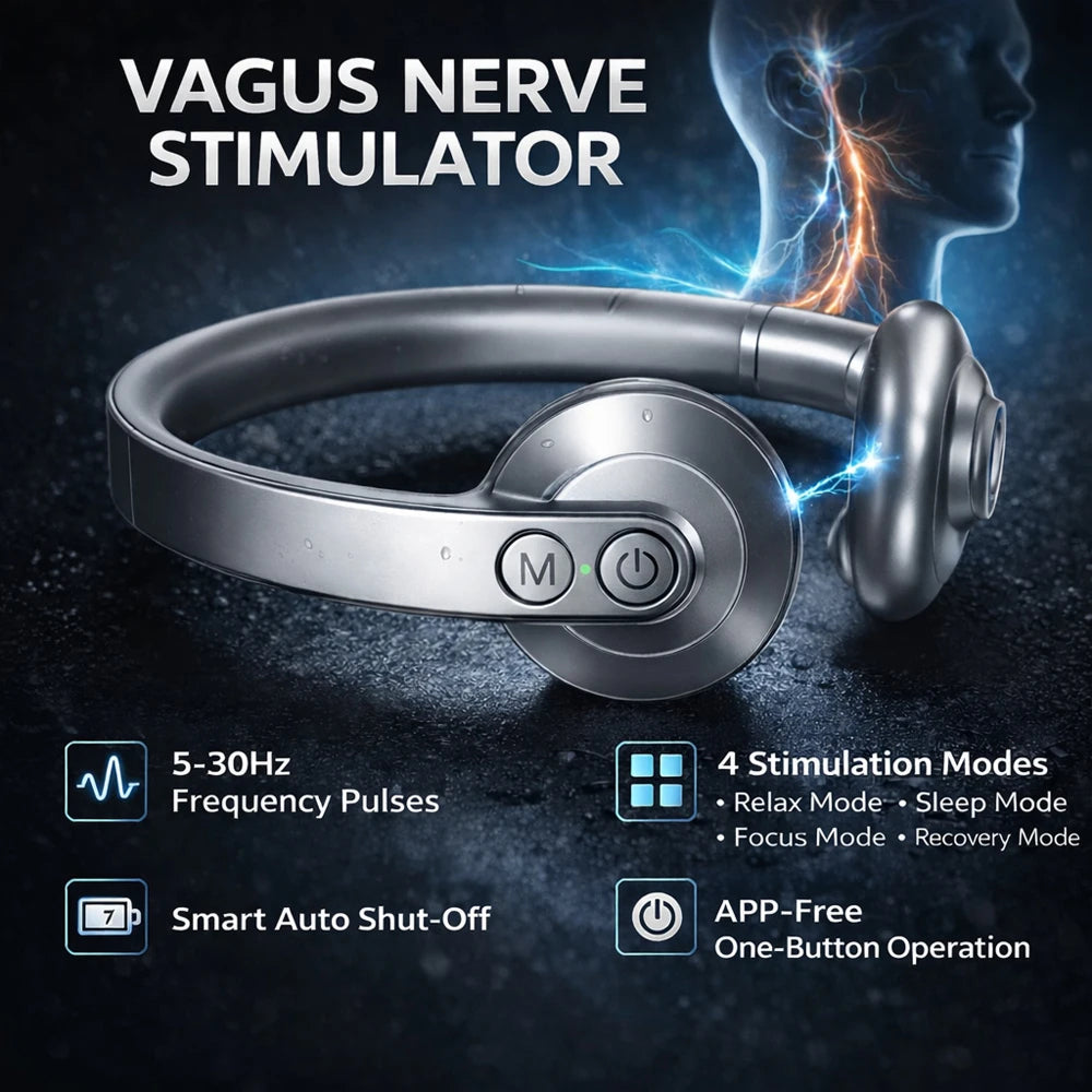CalyxToni Vagus Nerve Stimulator with features highlighted on a dark background