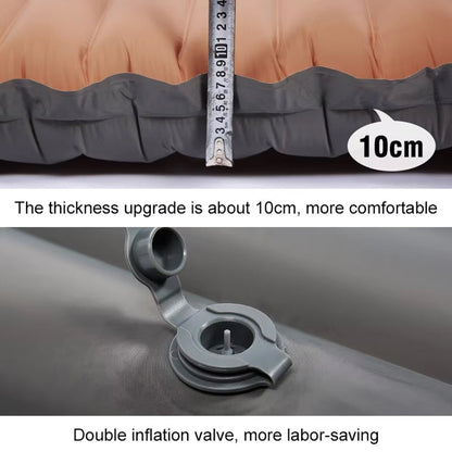 Inflatable CapixMat Camping Mattress with measurement of 10cm thickness and double inflation valve feature.