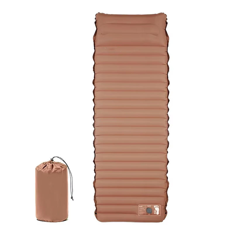 Brown CapixMat Camping Mattress with a carrying bag on a white background