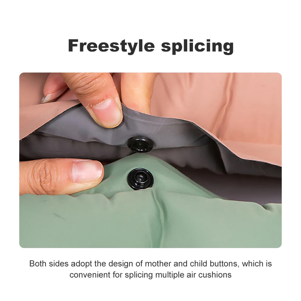 Inflatable CapixMat Camping Mattress with freestyle splicing design and button details.