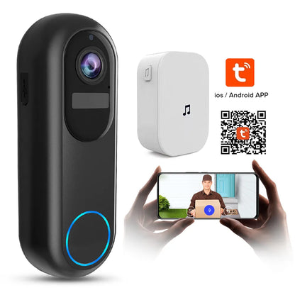 Cerrahome S6 Pro Doorbell with app interface on smartphone, featuring iOS/Android compatibility.