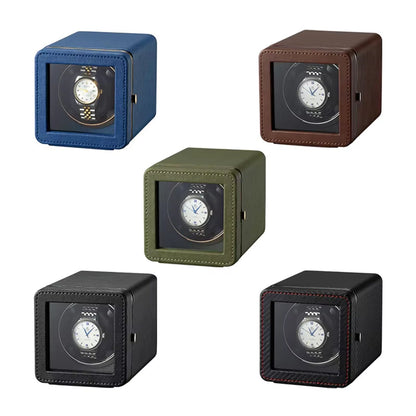 Five ChroniNova Watch Winder in different colors on a white background
