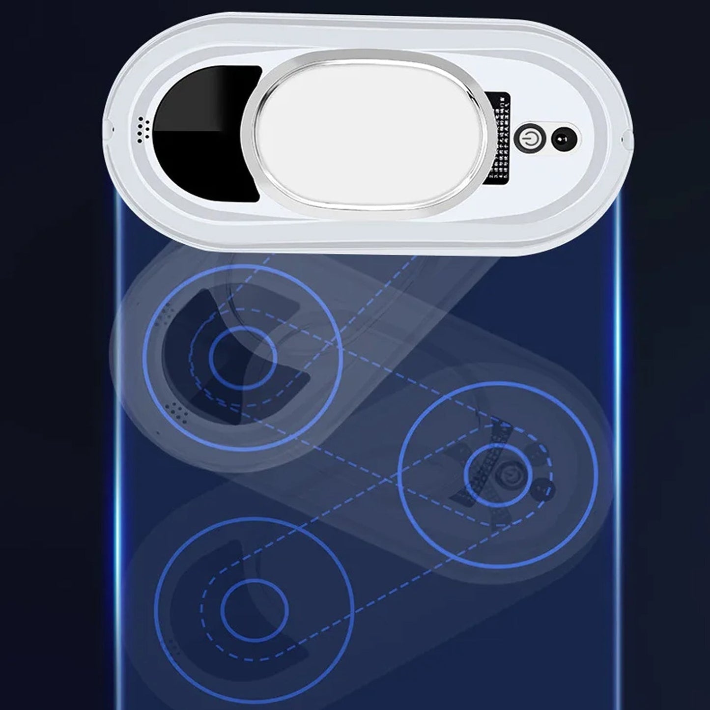 ClasEvist Window Cleaning Robot with a light on a dark background