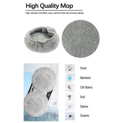 High-quality mop with high-density microfiber head, used for wet and dry wiping, on a white background.