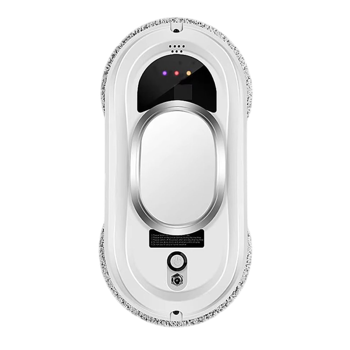 White electronic ClasEvist Window Cleaning Robot with a circular design on a white background