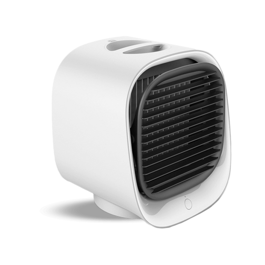 White and black Coolevax Portable Air Conditioner on a white background