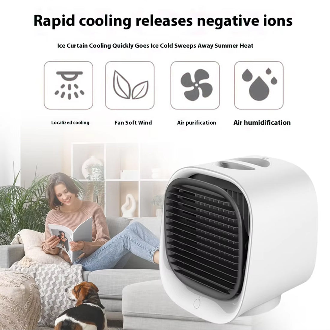 Coolevax Portable Air Conditioner with features listed on a white background