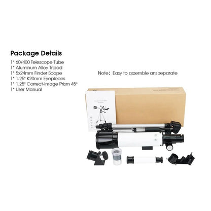 Cosatro V2 Telescope kit with components and packaging on a white background