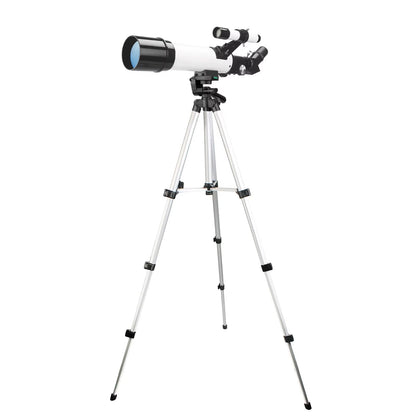 Cosatro V2 Telescope with a white tube and black eyepiece on a white background