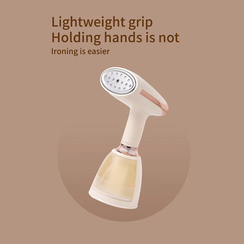CriisMist Handheld Steamer with text on a brown background