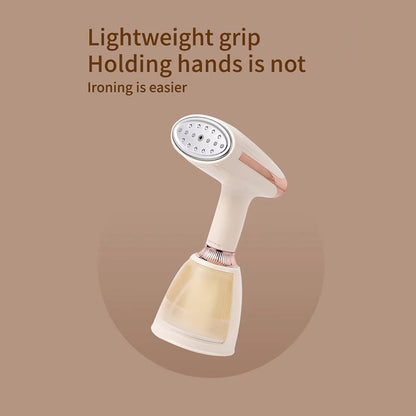 CriisMist Handheld Steamer with text on a brown background