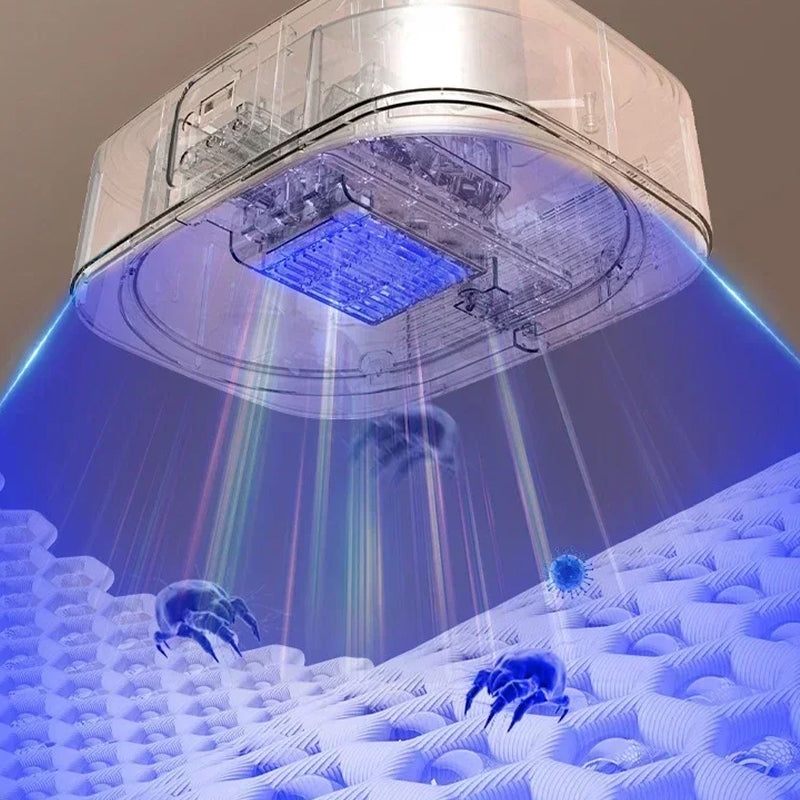 DryTekco Foldable Dryer head with blue light on a textured surface