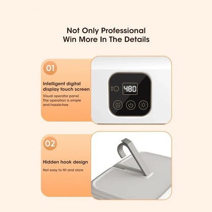 DryTekco Foldable Dryer with touch screen and hidden hook design on a beige background