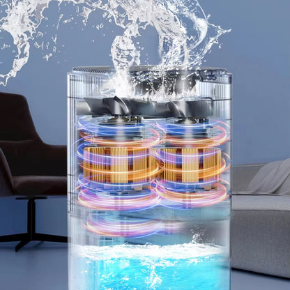 DryZon Dehumidifier device with glowing coils in a room setting