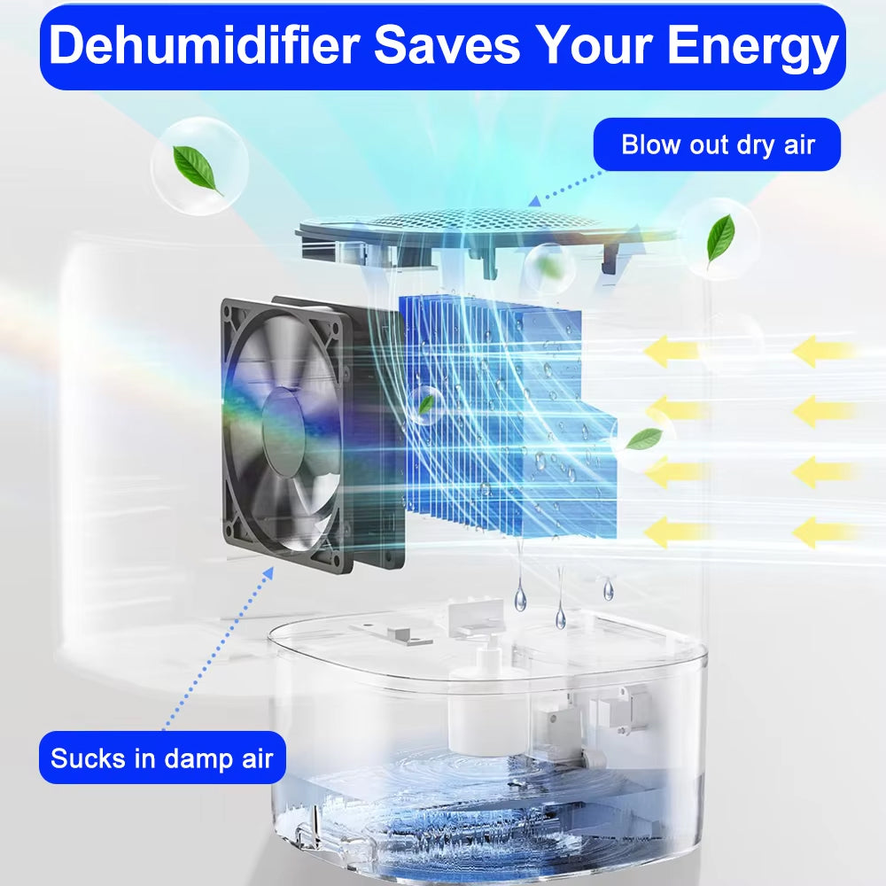 DryZon Dehumidifier with labeled parts and airflow on a white background