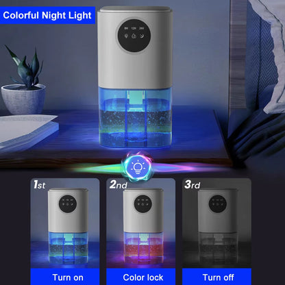Colorful night light on a table with control options displayed.