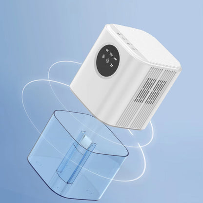 White DryZon Dehumidifier with a clear water container on a light blue background